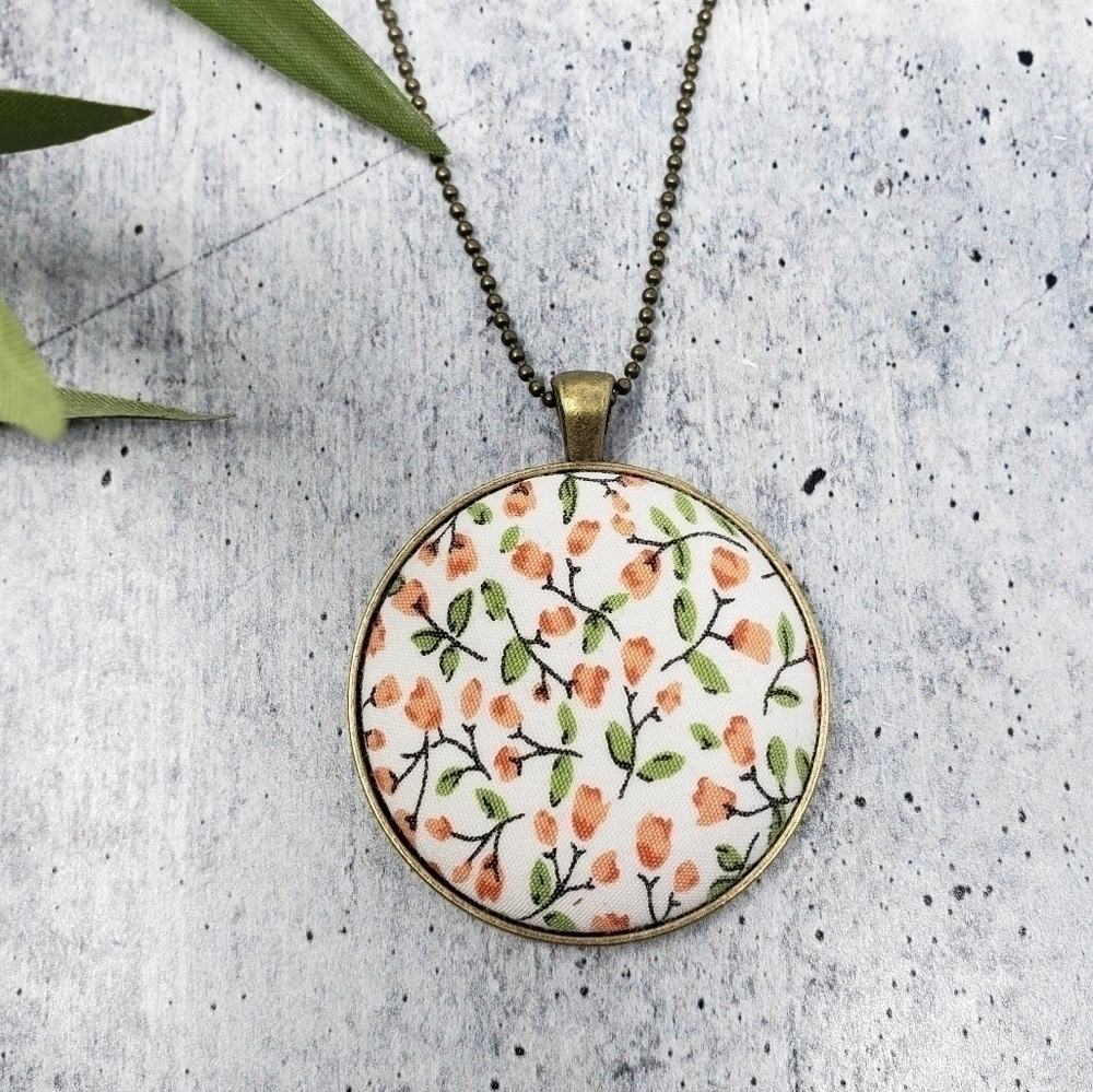 New Handmade | Floral Fabric Button Necklace